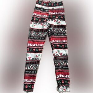 NWT NoBo Wal-Mart High Waist Beary Christmas faux fur-lined leggings S/CH 3-5